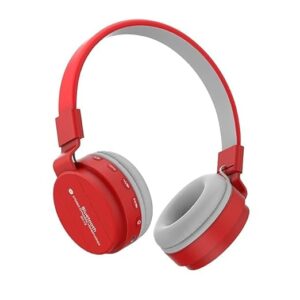 ONNY Wireless Headphones with FM Radio & MP3 Player – Model MS, Over-Ear, Foldable, Built-in Mic - Red