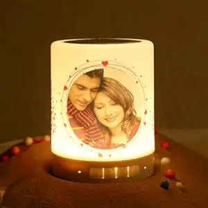 Wireless LED Touch Lamp Portable Bluetooth Speaker with Smart Touch Control, Colour Changing, USB Rechargeable Night Light Bedside Crystal Lamp with Customizable Photo (Style 01)