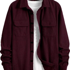 MiraMichi Men's Full Sleeve Corduroy Striped Casual Jacket, Ideal for Stylish Everyday Outfits