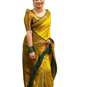 Yashika Women's Banarasi Kanjivaram Art Silk Saree with Blouse Material