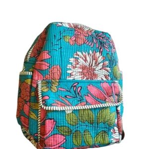 Unisex Backpack Washable Floral Printed Design – Eco-Friendly Cotton School & Everyday Bag with Outside Pocket & 2 Bottle Pockets, Lightweight Fabric Backpack (14x18 Inch)
