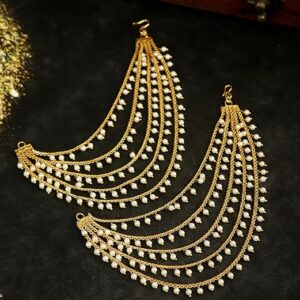Shining Diva Fashion Ear Chain Earrings for Women Girls Stylish Latest Fancy Wedding Party Bahubali Traditional (16080er)